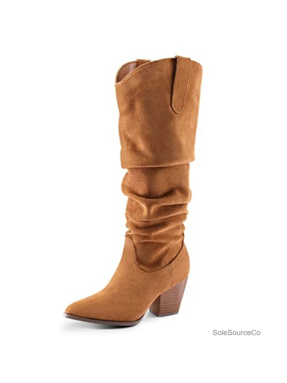 Women's Knee High Boots Slouchy Pointed Toe Faux Suede Western Boots